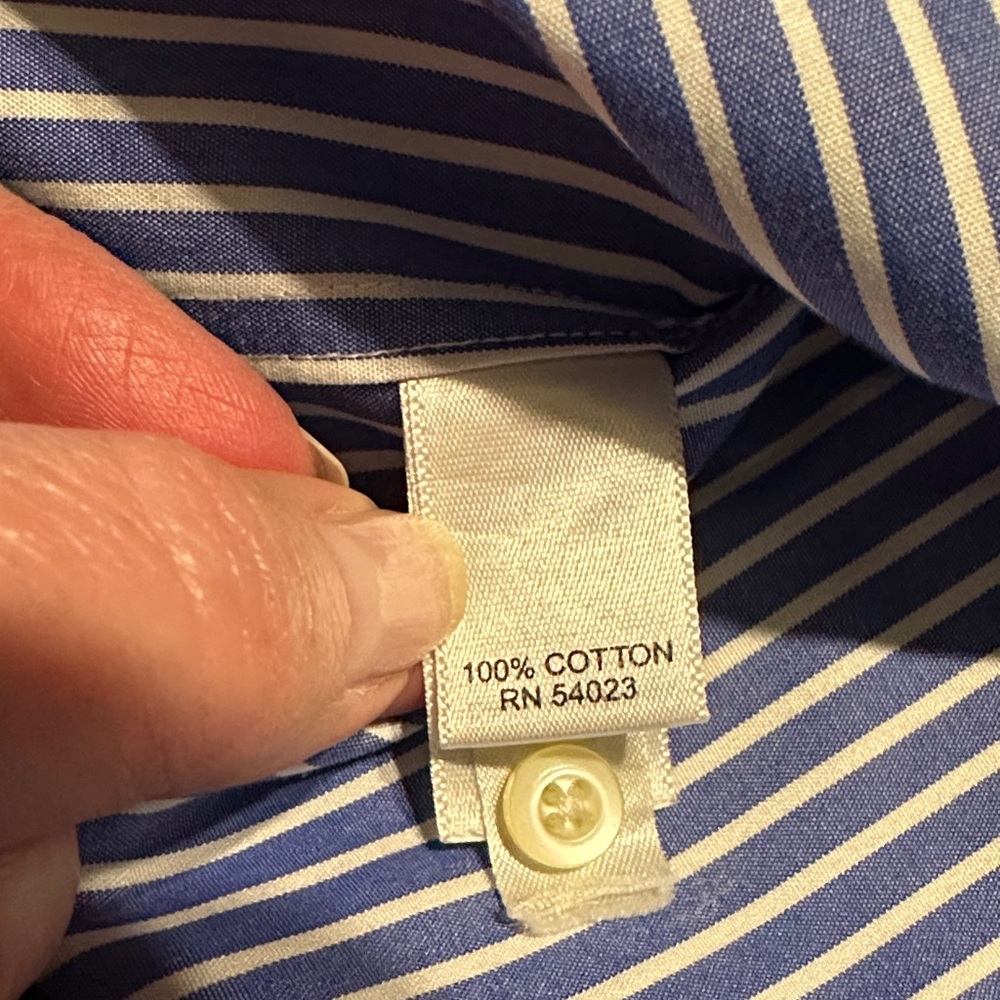 Banana Republic Men’s Non Iron Blue White Striped Classic Fit Dress Shirt Size S - Picture 8 of 9